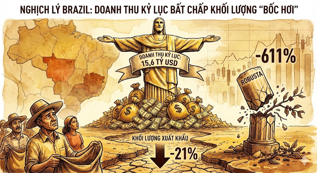 Nghịch lý Brazil: Doanh thu kỷ lục 15,6 tỷ USD bất chấp khối lượng 