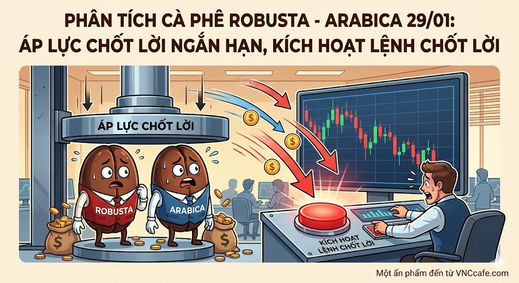 Phân tích Cà phê Robusta - Arabica 29/01: Áp lực chốt lời ngắn hạn, kích hoạt lệnh chốt lời
