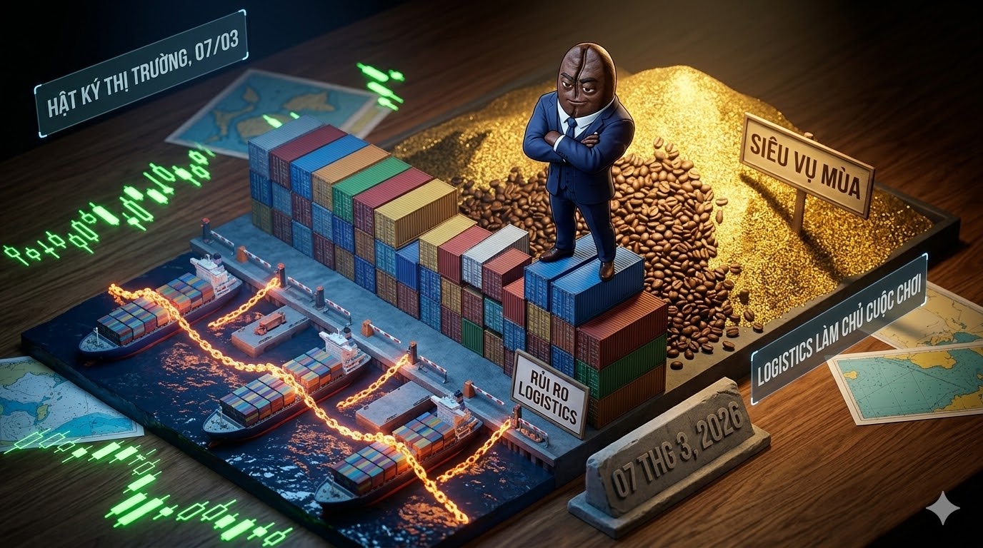 Giá cà phê ngày 07/03: Rủi ro logistics lấn át áp lực từ triển vọng siêu vụ mùa