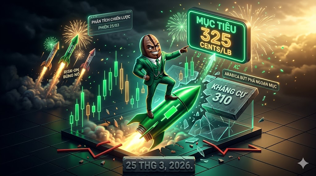 Phân tích Cà phê 25/03: Bứt phá ngoại mục ở Arabica hướng lên mốc 325 cents/lb