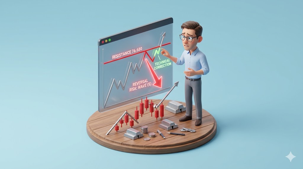 Phân tích kỹ thuật: Bạc chạm kháng cự 76.680: Nhịp hồi kỹ thuật đối mặt rủi ro đảo chiều sóng (5)